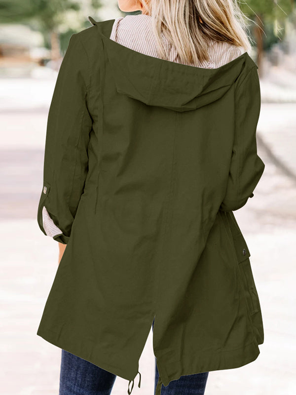Women Long Sleeve Hoodie Jacket Zip Up Waterproof Jacket Tops