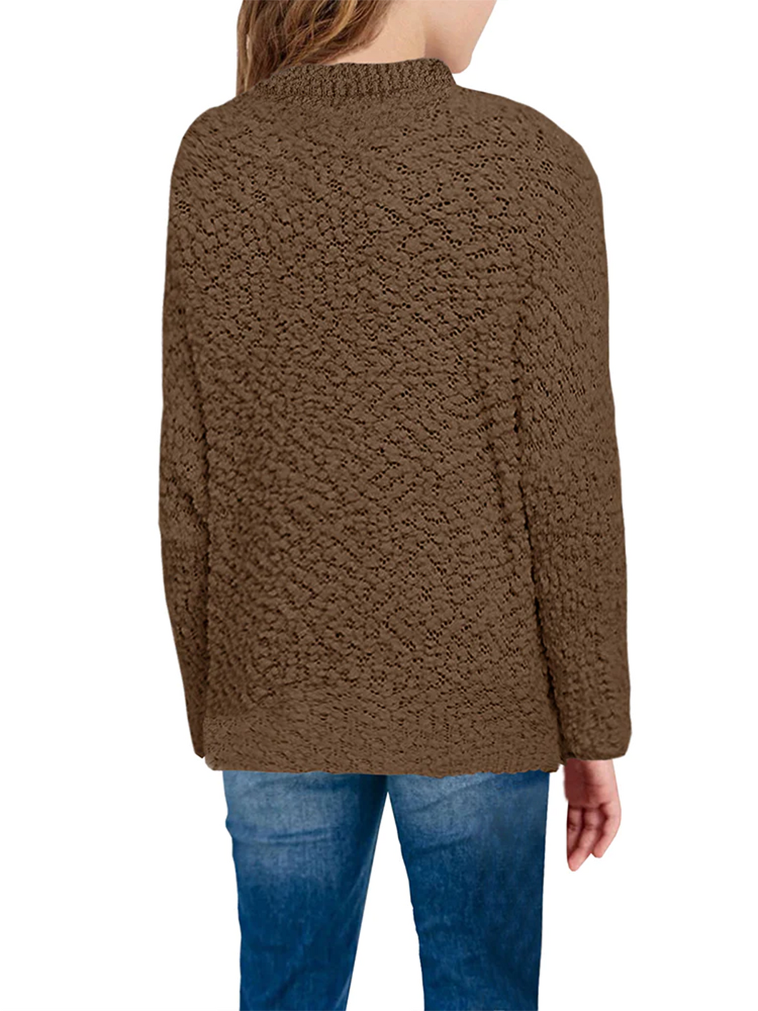 Girls Sweaters Fuzzy Knit Kids Cozy Popcorn Cute Long Sleeve Pullover Tops
