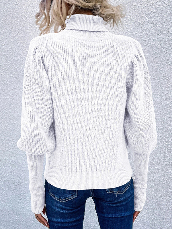 Women's Turtleneck Long Sleeve Pullover Solid Novelty Soft Jumper Knit Sweater