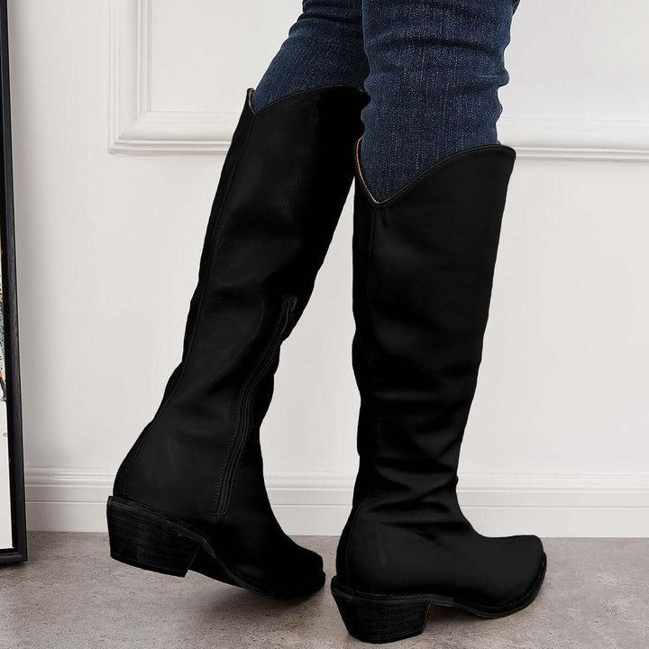 Wide Calf Knee High Ridding Boots Western Cowgirl Boots