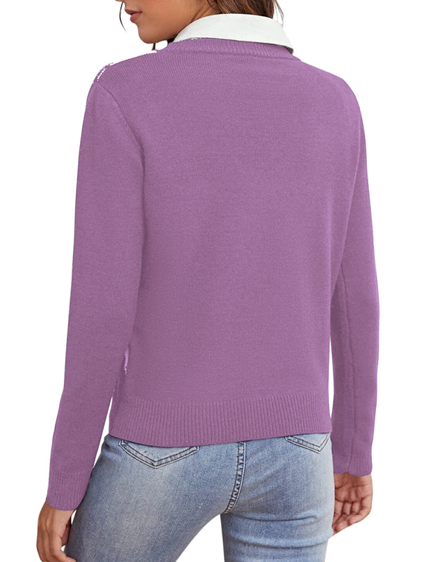 Women Argyle Plaid Sweater Pullover Long Sleeve Autumn Sweater Top