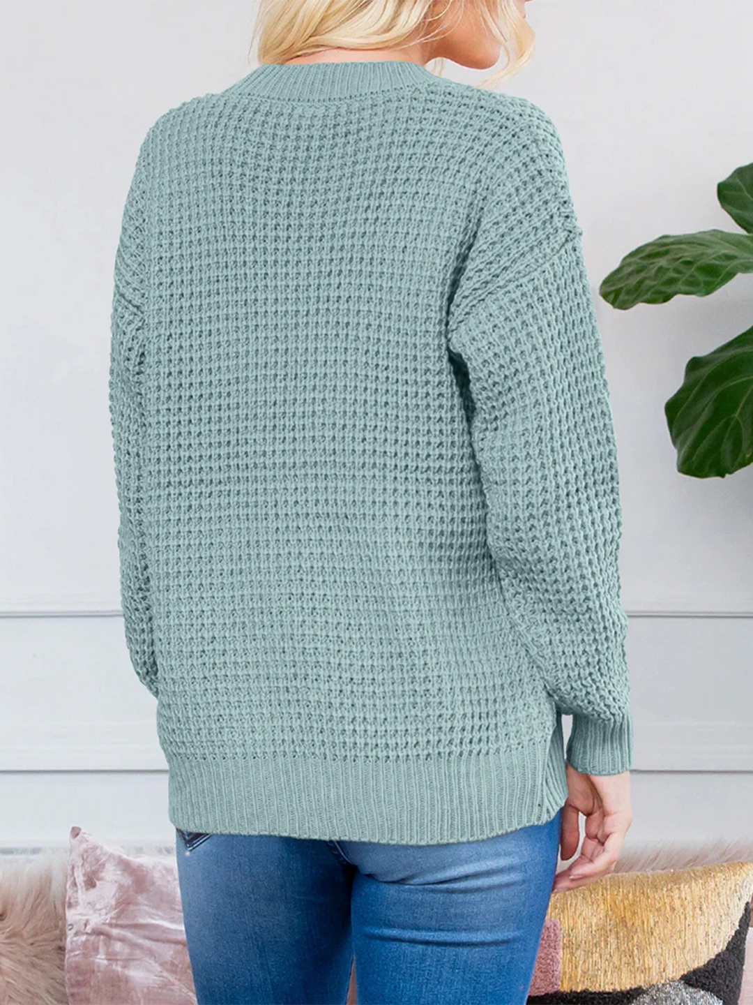 Women's Button Down Cardigans Waffle Knit Fall Sweaters Open Front Long Sleeve Coat
