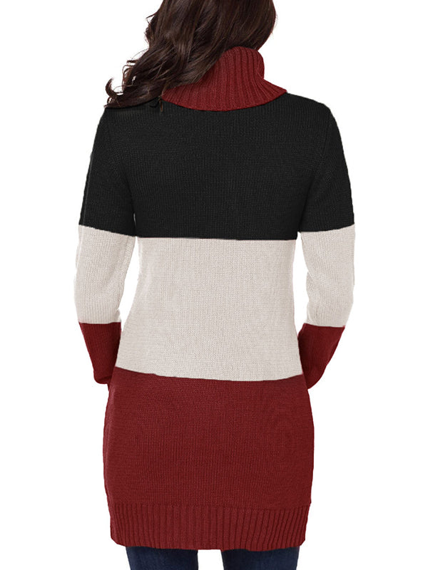 Women Turtleneck Long Sleeve Elasticity Chunky Cable Knit Pullover Sweaters Jumper