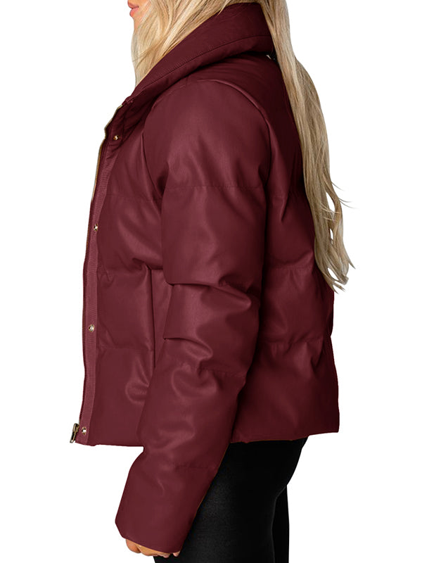 Women Winter Warm Long Sleeve Puffer Jacket Baggy Short Down Coats