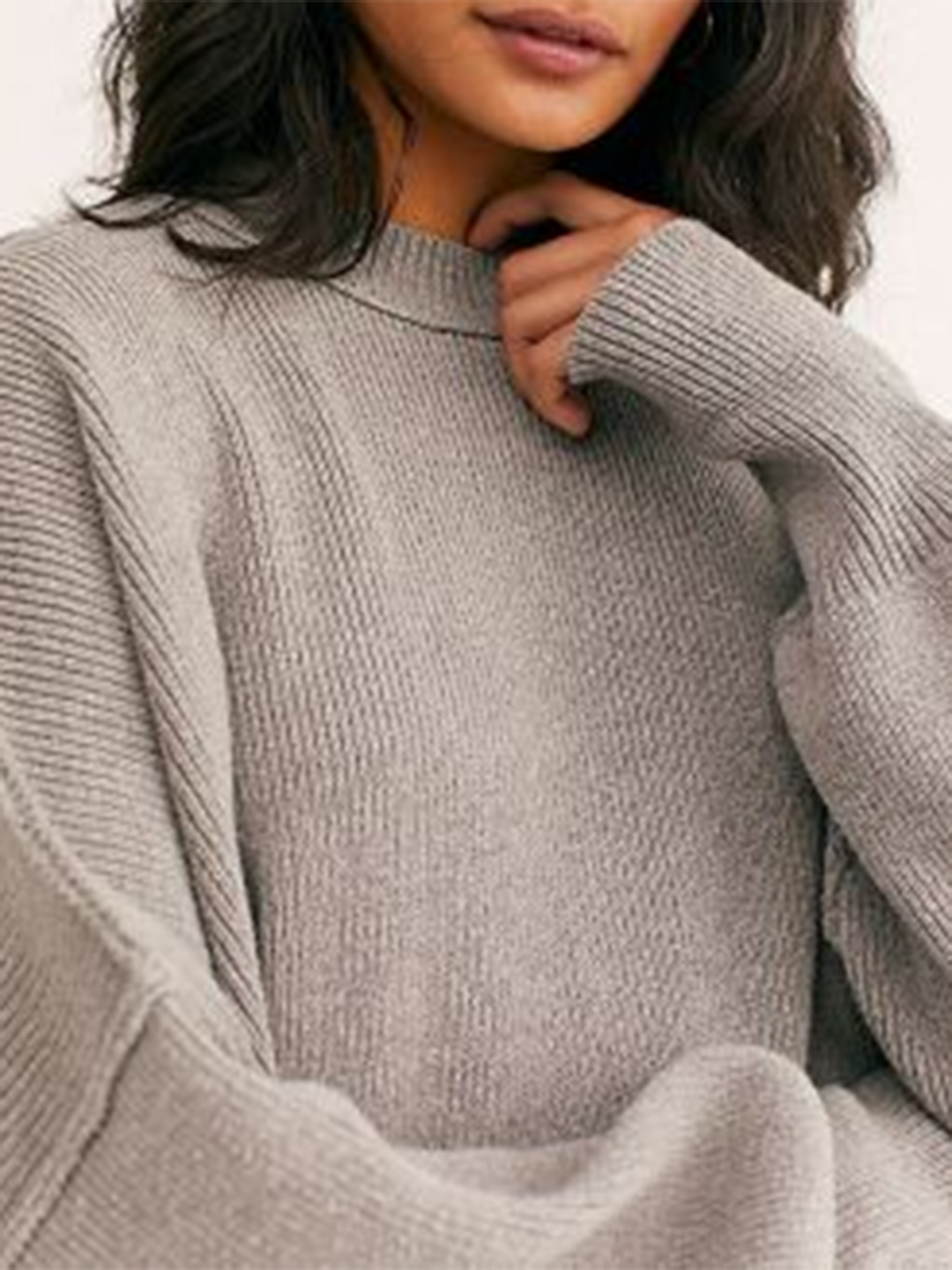 Womens Winter Sweaters Long Sleeve Ribbed Knit Crewneck Side Slit Pullover