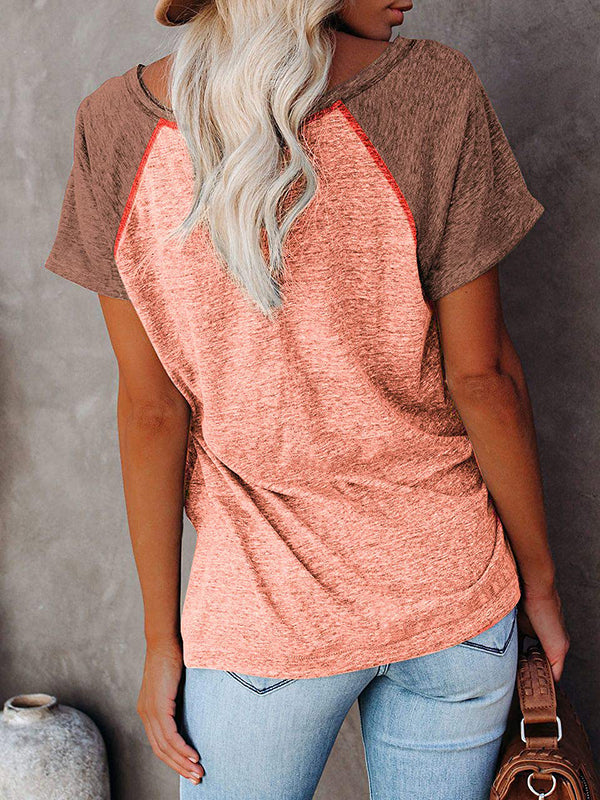 Loose Short Sleeves Tunic Crew Neck Causal Blouses