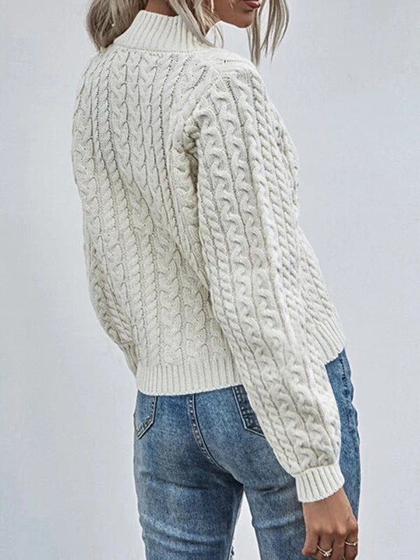 Women Cable Knit Sweater Coat Long Sleeve Button Down Cardigan Outwear