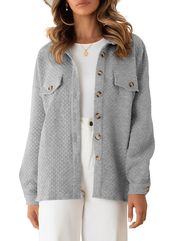 Women Thermal Long Sleeve Shirts Casual Button Jacket Coats