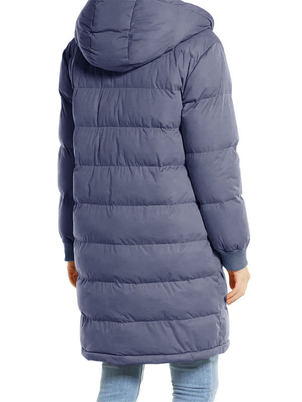 Women Winter Warm Coats Sherpa Fleece Lined Long Zip Hooded Puffer Jacket Outerwear