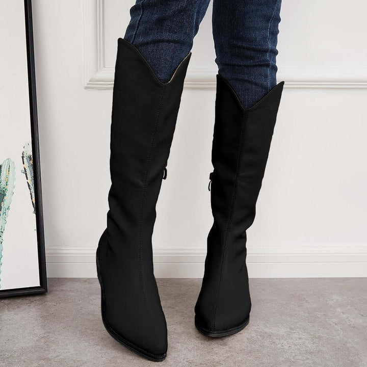 Wide Calf Knee High Ridding Boots Western Cowgirl Boots