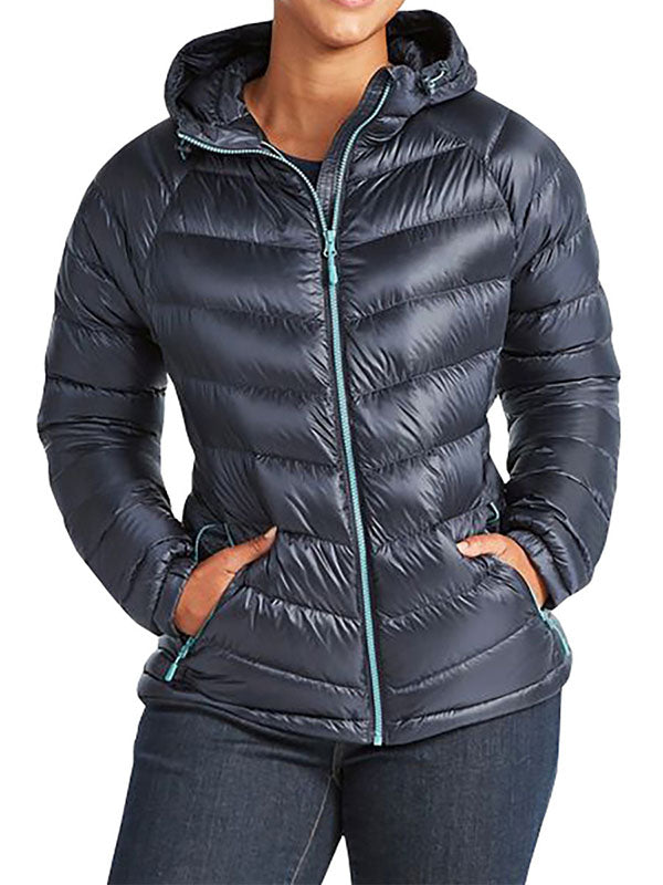 Women Lightweight Long-Sleeve Full-Zip Water-Resistant Hooded Puffer Jacket