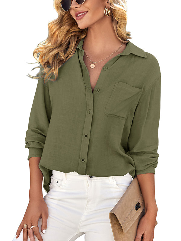 Button Down Shirts V Neck Long Sleeve Collared Office Work Blouses Tops