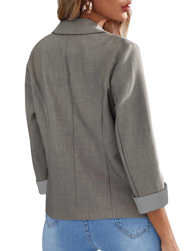 Women Casual Blazers Open Front Long Sleeve Work Office Blazer Lapel Button Jacket