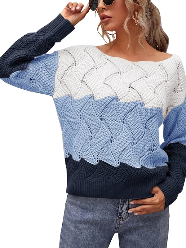Women Casual Long Sleeve Fall Sweaters Crew Neck Knit Pullover Sweater Jumper Tops