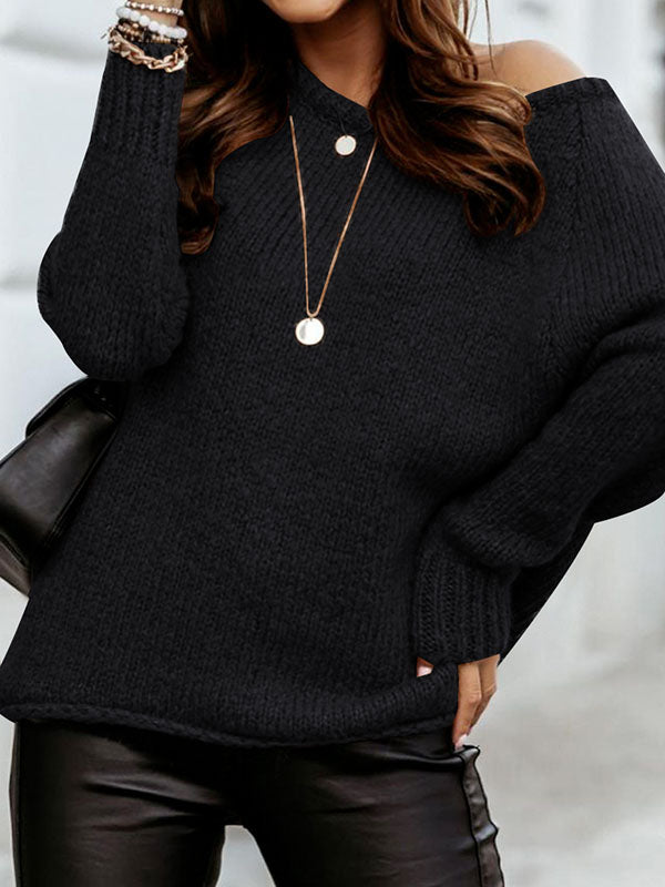 Women Casual Long Sleeve Sweaters Crewneck Ribbed Knit Pullover Loose Fit Jumper
