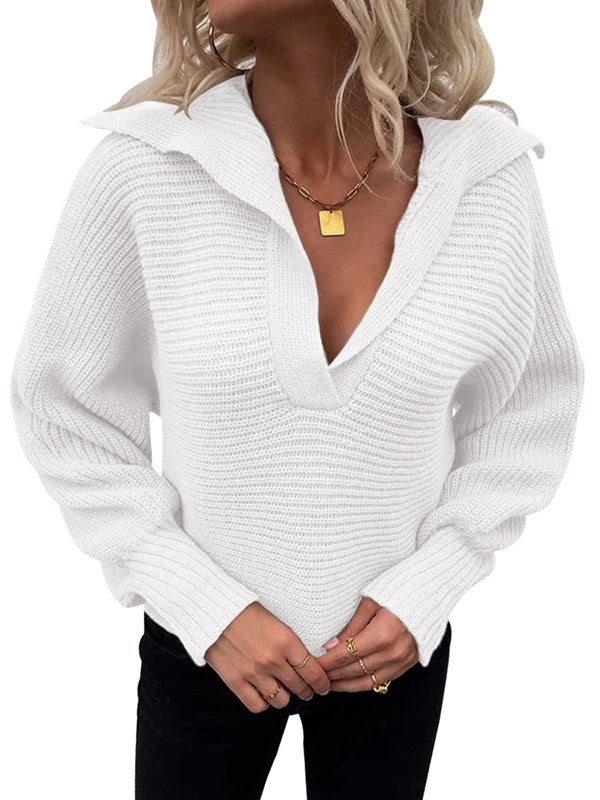 Women Half Zip Sweater Batwing Long Sleeve Navy Collar Pullover Tunic Tops