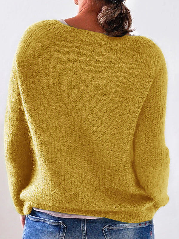 Women Long Sleeve Knit Sweater Crewneck Loose Pullover Jumper Tops