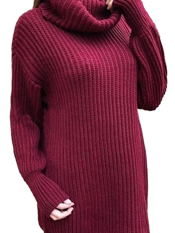 Women Loose Turtleneck High Neck Knit Sweater Long Sleeve Pullover Jumper Tops