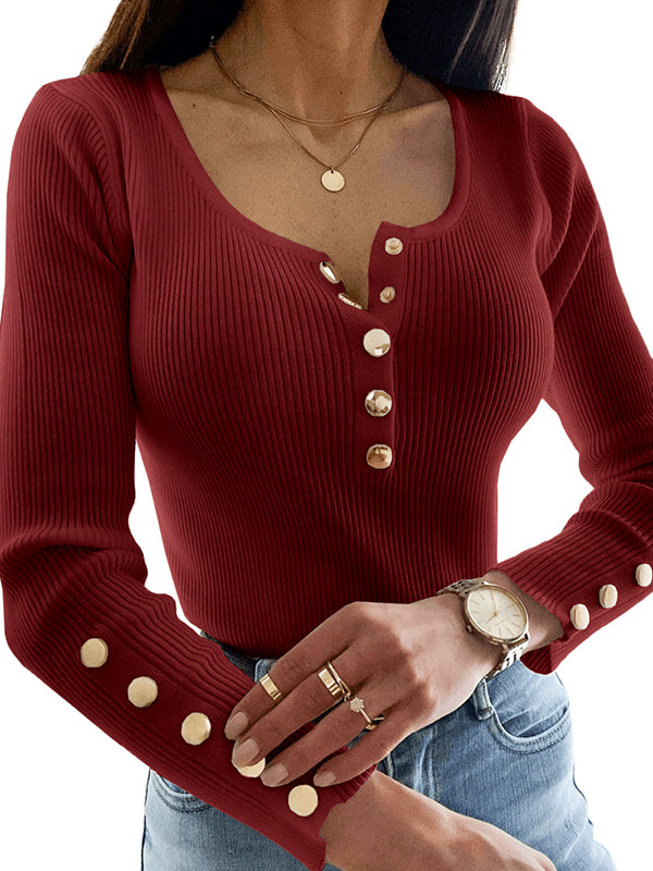 Womens Square Neck Knit Tunic Sweater Tops Slim Fit Long Sleeve Pullover