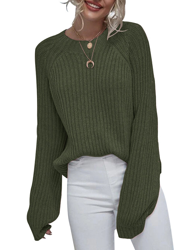 Women Crewneck Loose Long Sleeve Knit Sweater Pullover Jumper Tops
