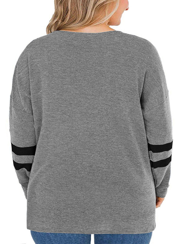Women Plus Size Oversized Tops Casual Crewneck Long Sleeve Loose T-Shirts