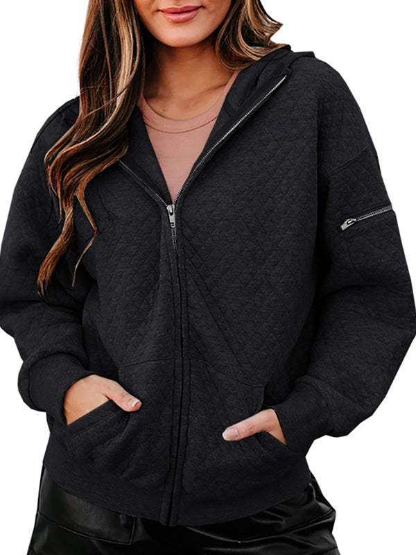 Women Hoodie Full Zip Up Long Sleeve Sweatshirts Pockets Jacket Coat