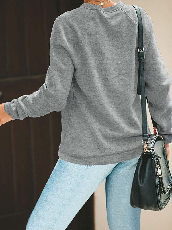 Women Casual Crewneck Sweatshirts Long Sleeve Loose Fitting Pullovers Tops