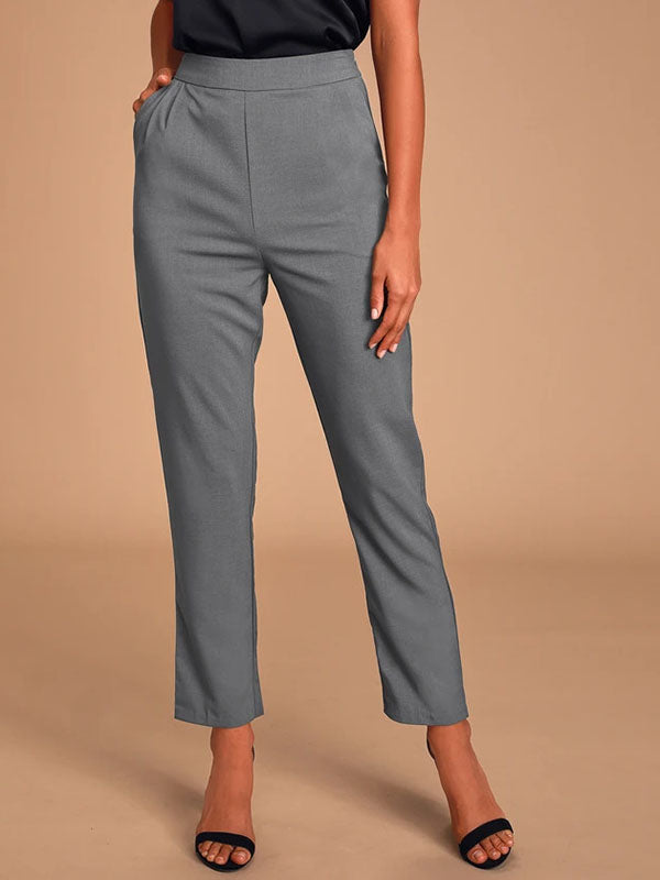 Women's High Waisted Pants Solid Work Office Trousers