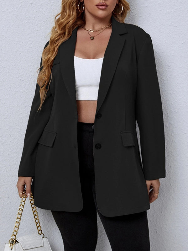 Women Plus Size Loose Tunic Lapel Blazers Open Front Long Sleeve Blazer Jacket