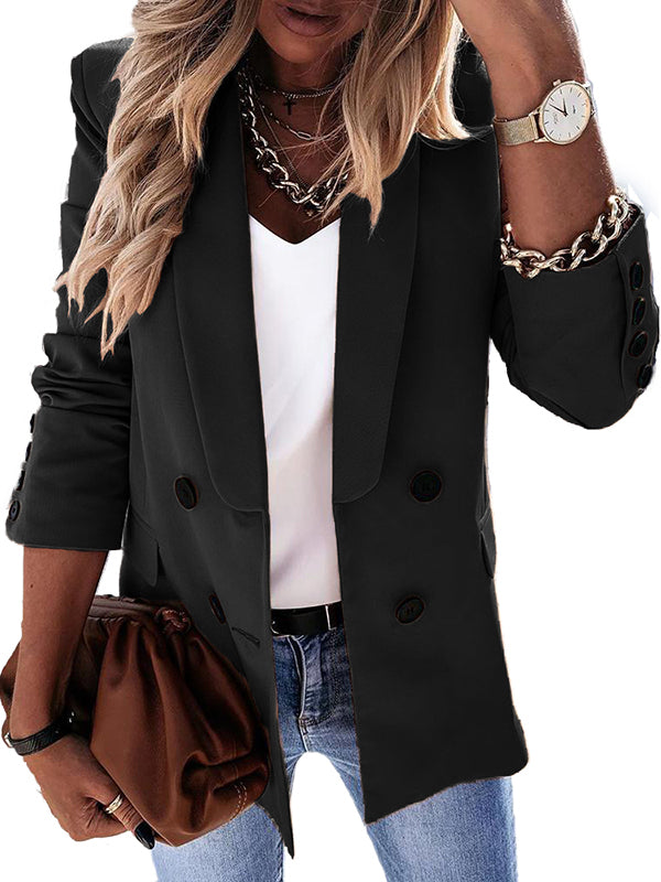 Women Long Sleeve Casual Lapel Blazer Work Office Button Open Front Jacket Suit