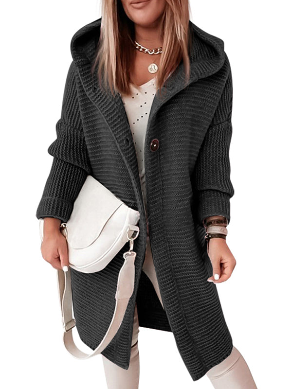 Womens Long Cardigans Knitted Open Front Oversized Hooded Outerwear Sweater Coat