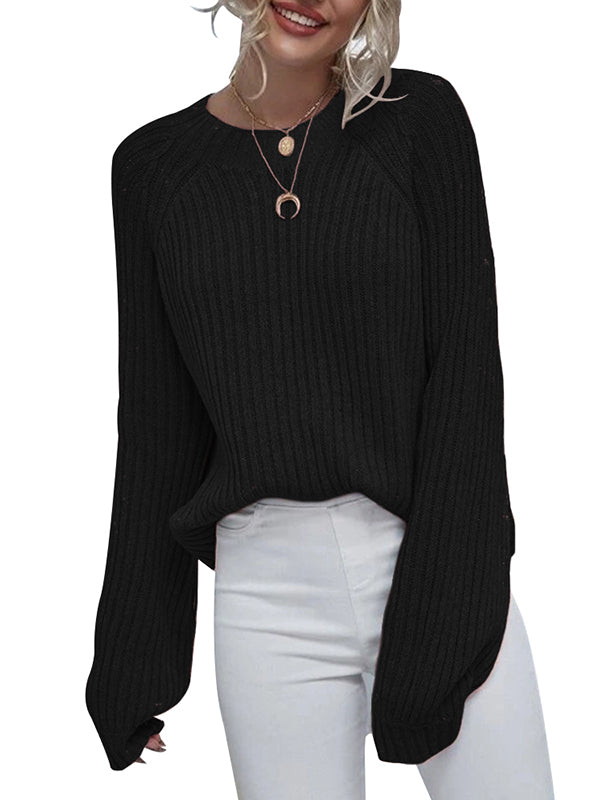 Women Crewneck Loose Long Sleeve Knit Sweater Pullover Jumper Tops