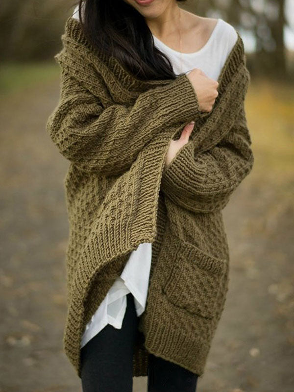 Women Casual Long Sleeve Open Front Soft Chunky Knit Sweater Cardigan Outerwear