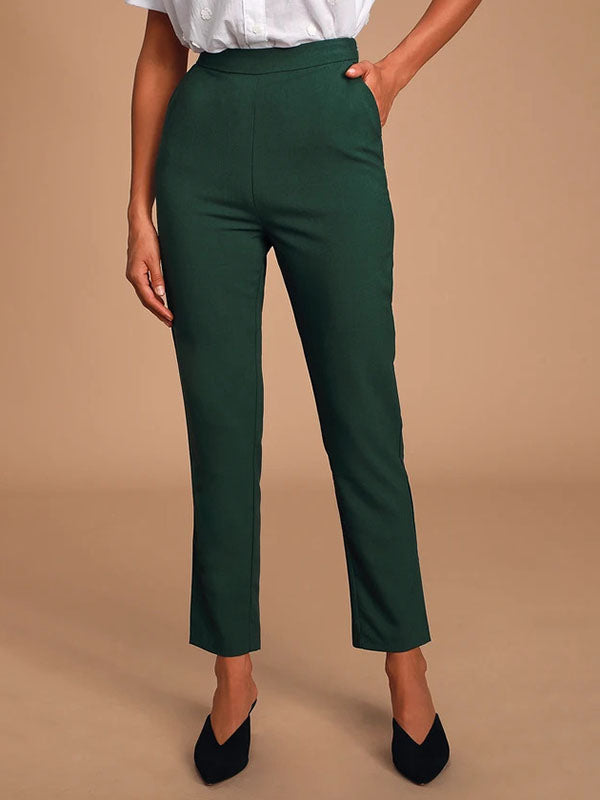 Women's High Waisted Pants Solid Work Office Trousers