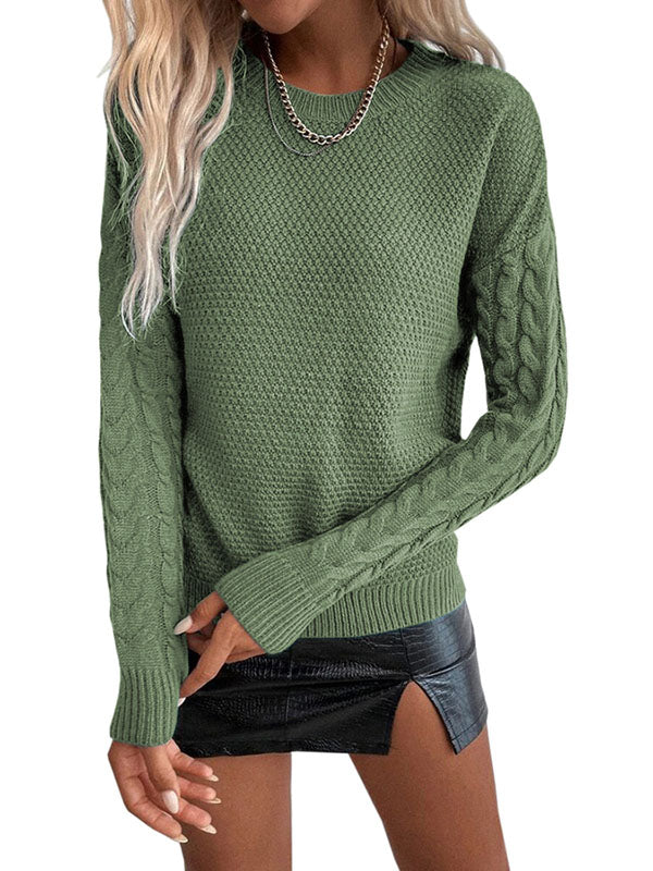 Women Pullover Sweater Casual Long Sleeve Crewneck Chunky Knit Jumper Tops