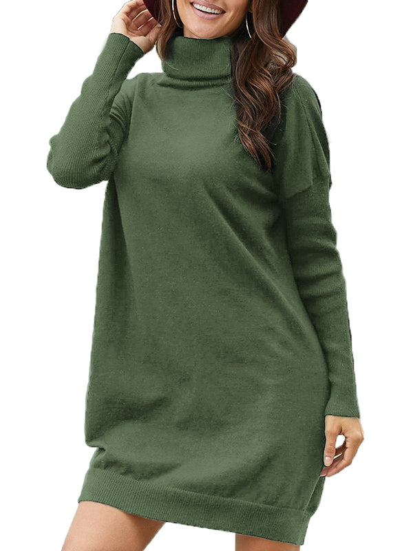 Women Turtleneck Long Sleeve Sweater Dress Oversized Casual Knit Pullover Sweaters Tops