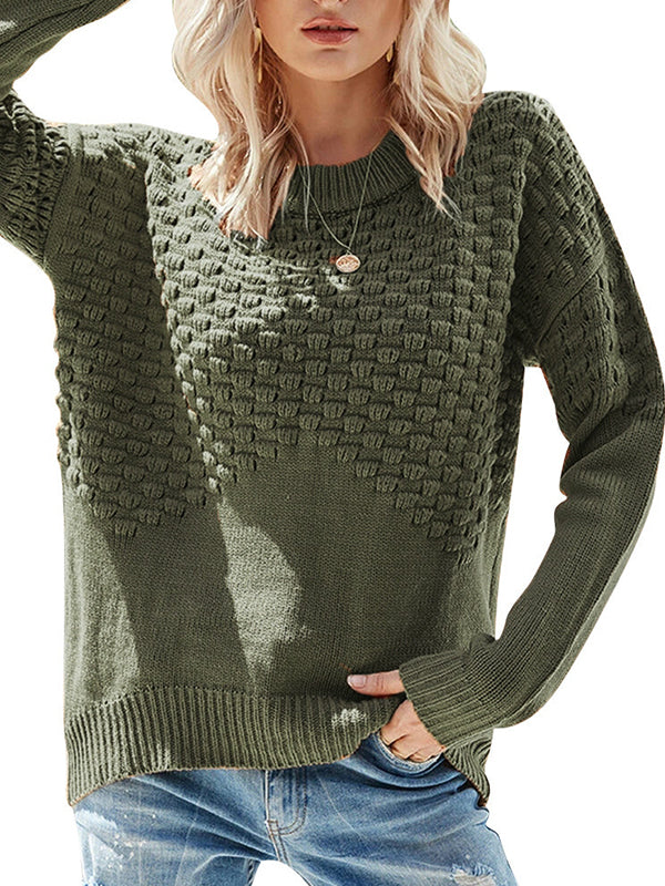 Women Long Sleeve Knit Sweater Crewneck Pullover Jumper Tops