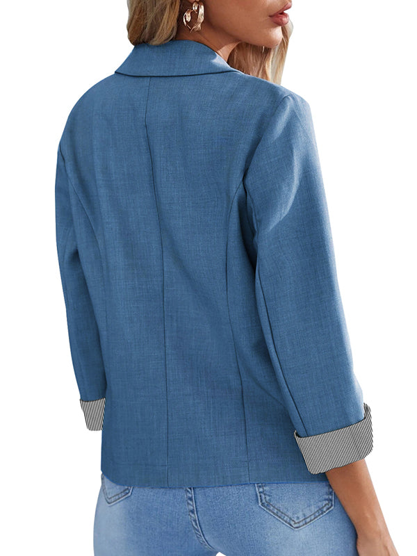 Women Casual Blazers Open Front Long Sleeve Work Office Blazer Lapel Button Jacket