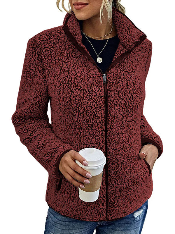 Women Fuzzy Fleece Cardigan Coat Long Sleeve Open Front Warm Outwear Jackets
