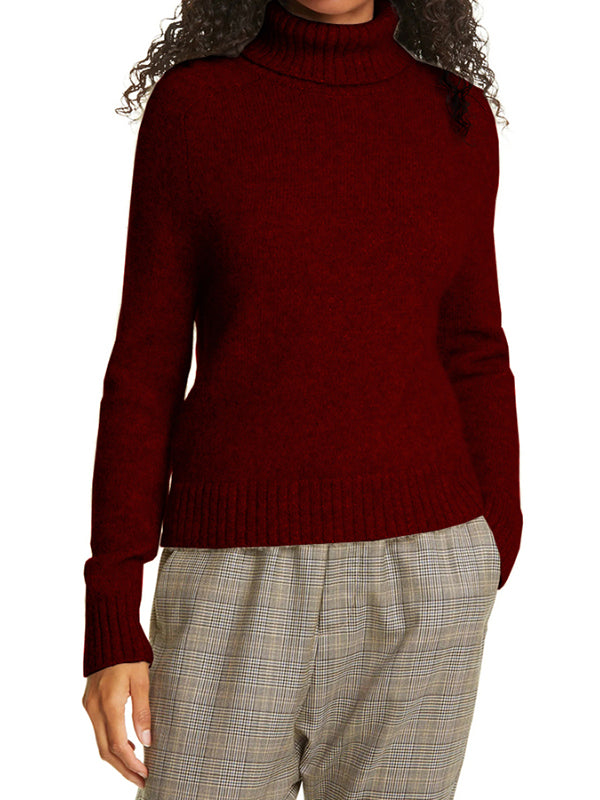 Women Turtleneck High Neck Knit Sweater Long Sleeve Cozy Pullover Jumper Tops