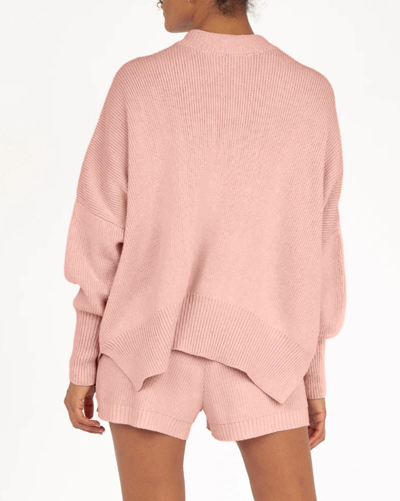 Women's Oversized Sweaters Fall Slouchy Long Sleeve Mock Neck Side Split Pullover Jumper