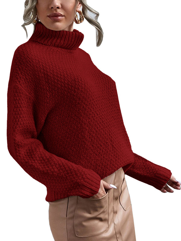 Women Turtleneck Sweaters Long Sleeve Pullover Knit Sweater Tops