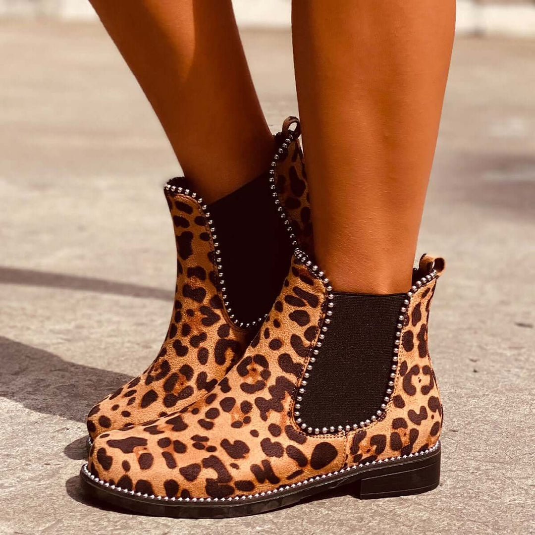 Chunky Low Heel Chelsea Ankle Boots Pull on Booties