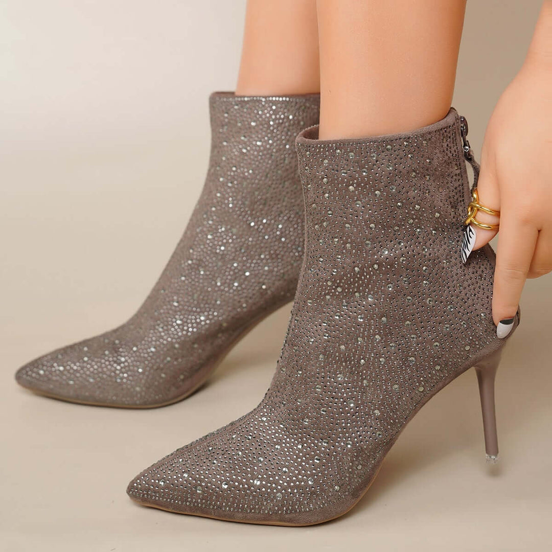 Glitter Pointed Toe Stiletto Heel Ankle Boots Sequin Dress Booties