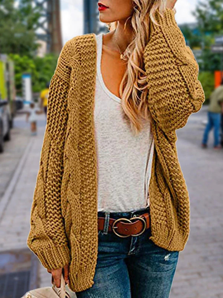 Women Vintage Oversized Cardigans Long Sleeve Chunky Cable Knit Open Front Cardigan Coats