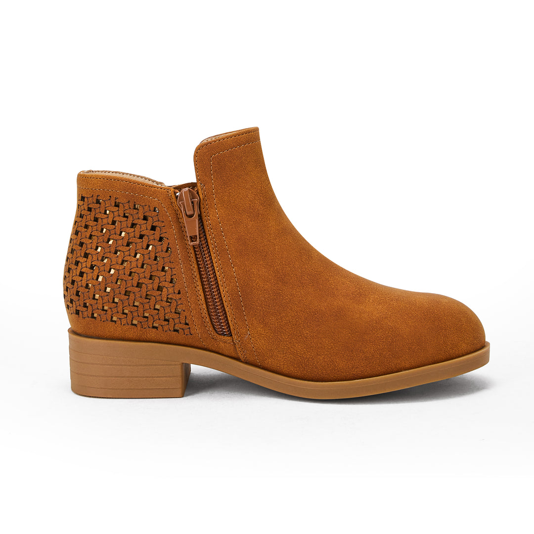 Kids Cutout Ankle Boots Chunky Low Heels Perforated Booties