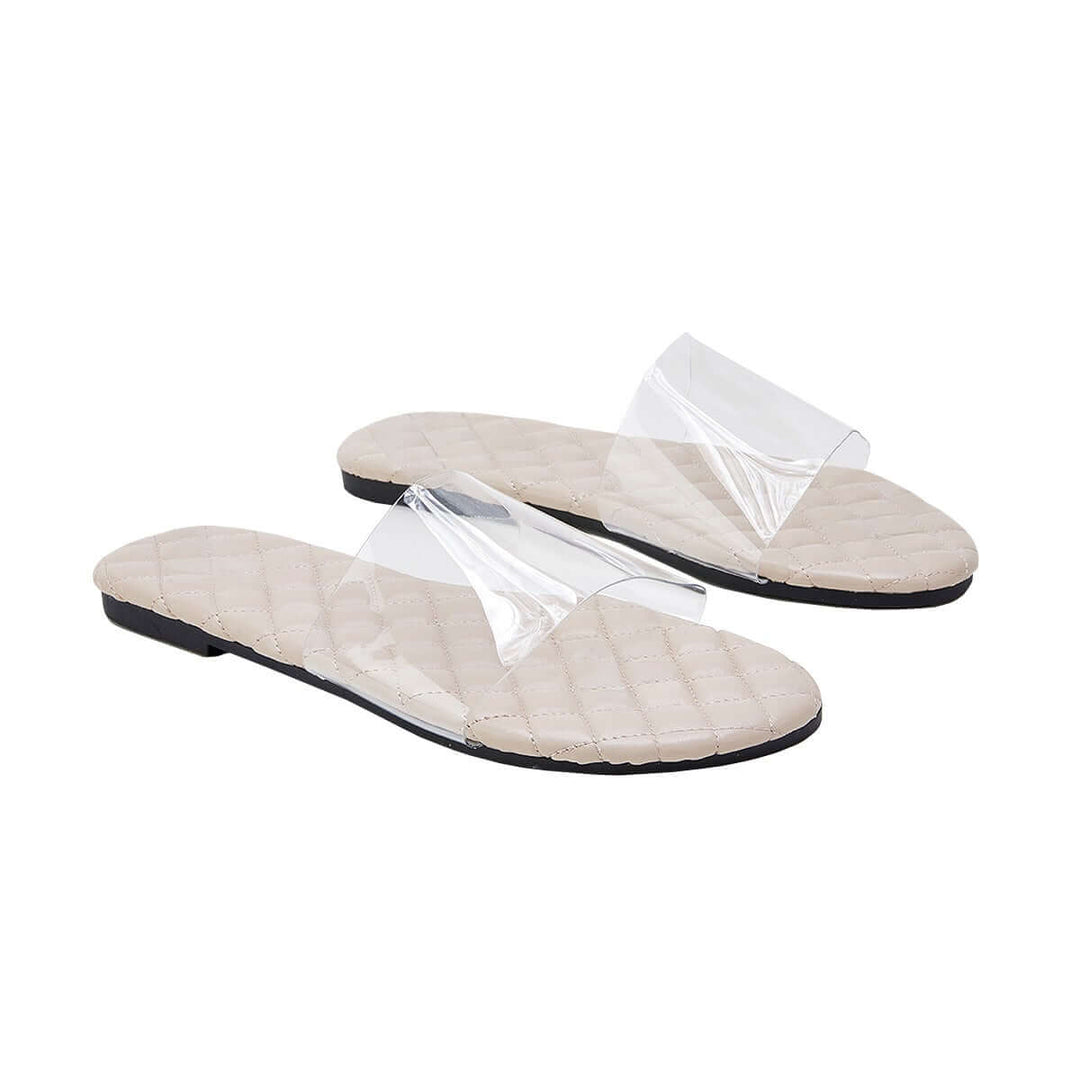 Open Toe Clear Straps Slippers Slip on Flat Sandals