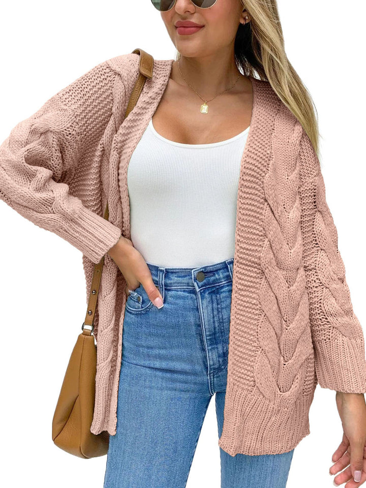Womens Open Front Cardigans Soft Long Sleeve Cable Knit Outerwear Sweaters