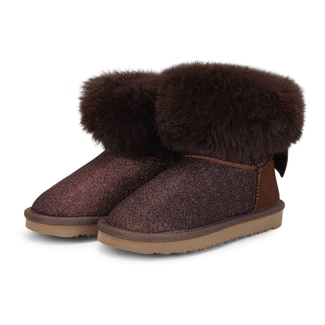 Kids Faux Fur Lined Ankle Snow Boots Warm Winter Shoes