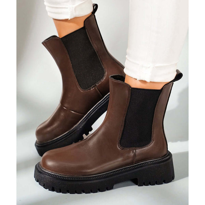 Lug Sole Chelsea Boots Block Low Heel Pull On Ankle Boots